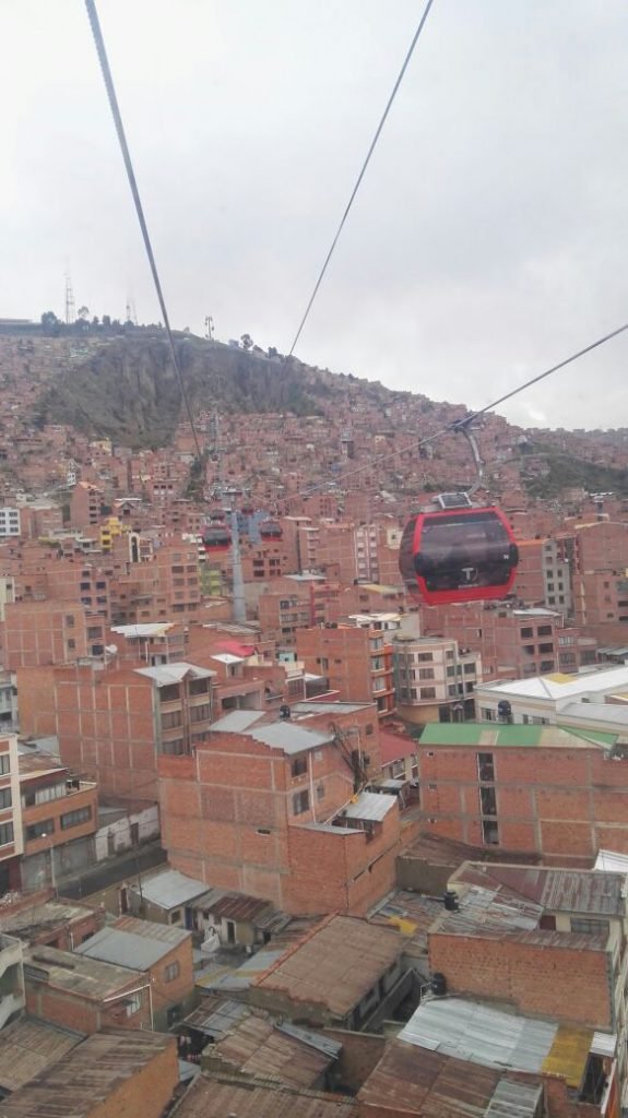 Entre la estación Cementerio y 16 de Julio, lìnea roja teleférico.