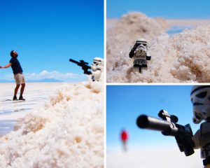 Storm trooper LEGO en el salar de Uyuni
